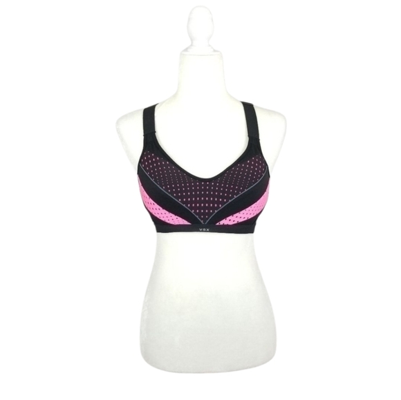 Victoria's Secret VSX Sport black pink racerback sports bra women's size 32B - Picture 1 of 9